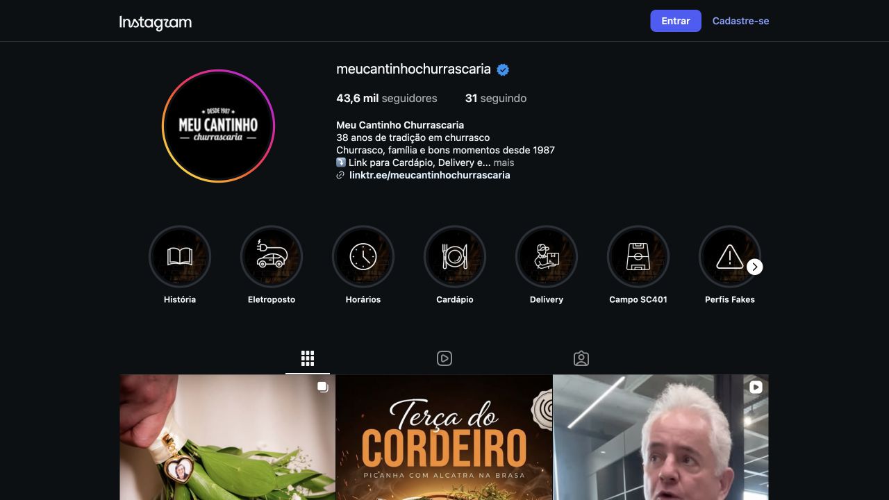Instagram do Meu Cantinho Churrascaria